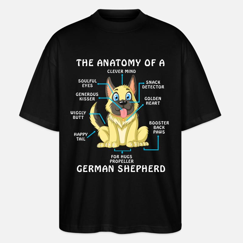 Anatomie eines Deutschen Schäferhundes - Stanley/Stella Oversized Unisex Bio T-Shirt Blaster 2.0 - Schwarz