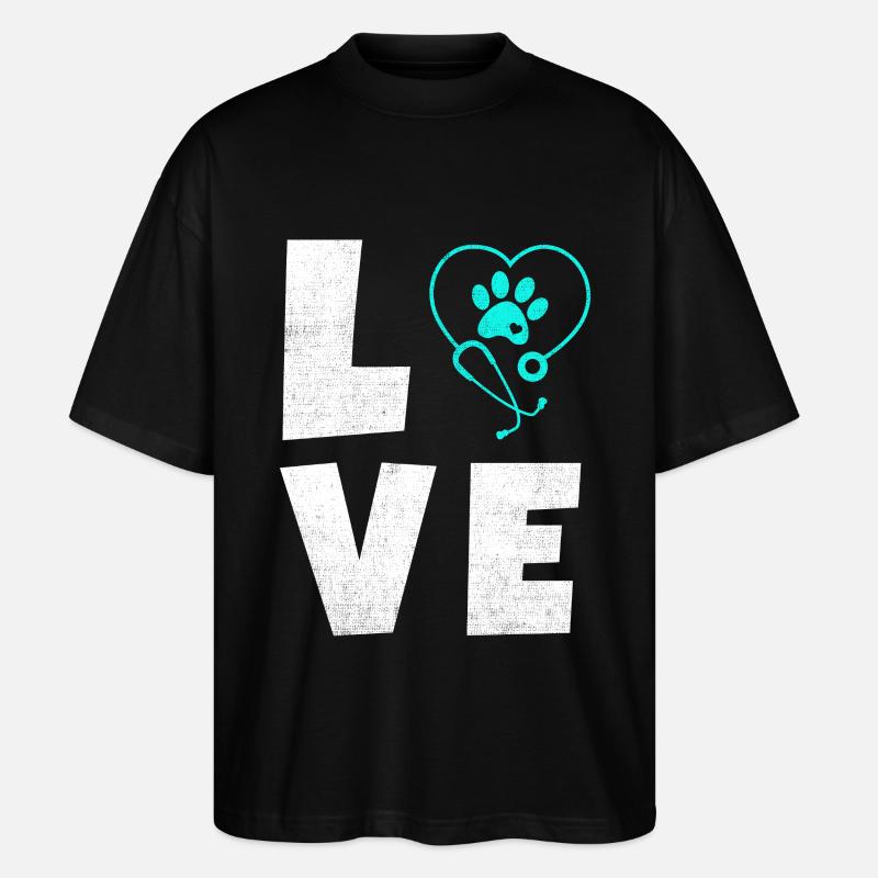 Tierliebe Logo mit Pfotenherz - Stanley/Stella Oversized Unisex Bio T-Shirt Blaster 2.0 - Schwarz