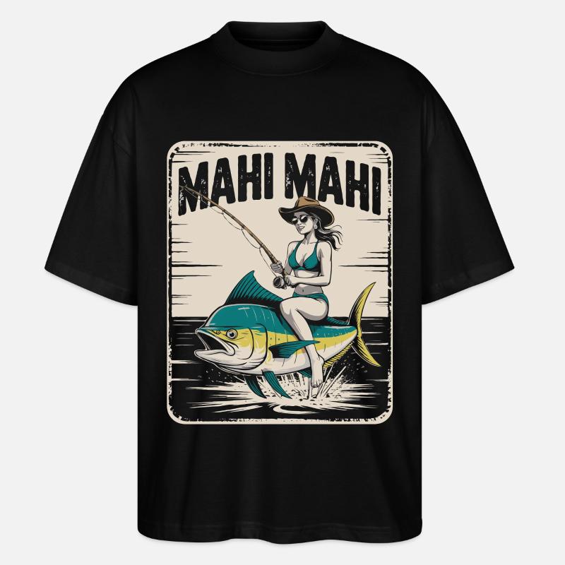 Mahi Mahi Beach Angler Rétro - T-shirt bio Blaster 2.0 coupe oversize Stanley/Stella Unisexe - noir