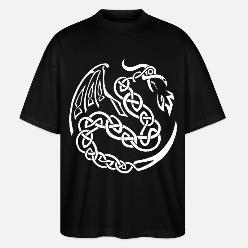 Weißer keltischer Drache - Stanley/Stella Oversized Unisex Bio T-Shirt Blaster 2.0 - Schwarz