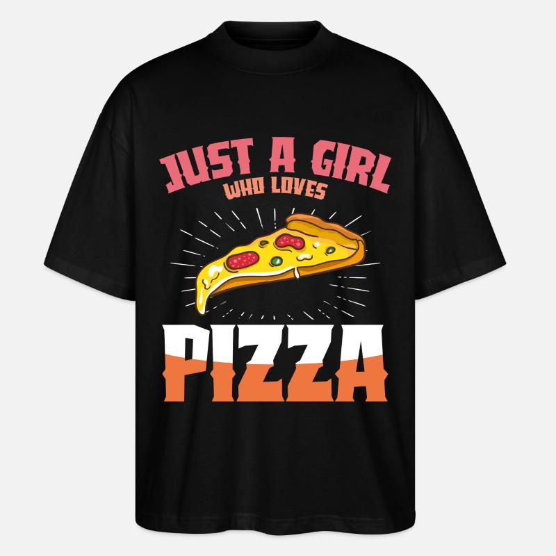 Pizza Liebe Mädchen Design - Stanley/Stella Oversized Unisex Bio T-Shirt Blaster 2.0 - Schwarz