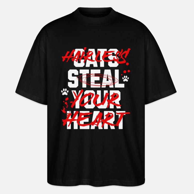 Haarlose Sphynx-Katzen - Stanley/Stella Oversized Unisex Bio T-Shirt Blaster 2.0 - Schwarz