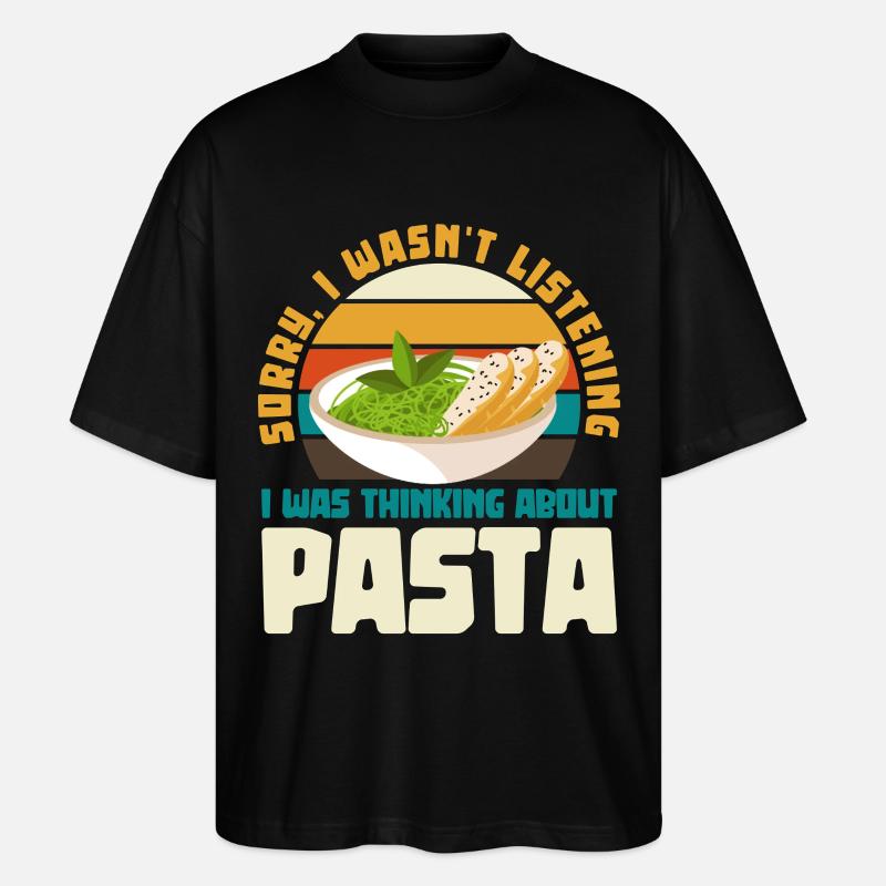 Ich dachte an Pasta Retro-Design - Stanley/Stella Oversized Unisex Bio T-Shirt Blaster 2.0 - Schwarz