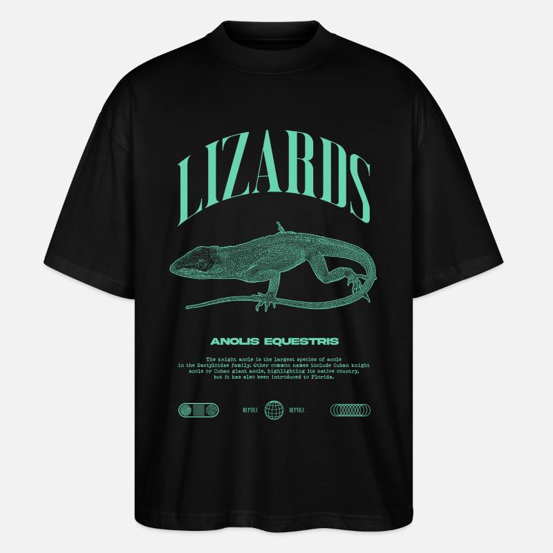 Cuban Knight Anole Reptile Keeper Lizard - Stanley/Stella Oversized Unisex Organic T-shirt Blaster 2.0 - black