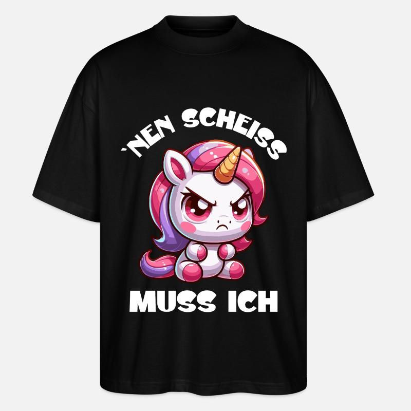 Wütendes Einhorn Chibi Motiv - Stanley/Stella Oversized Unisex Bio T-Shirt Blaster 2.0 - Schwarz