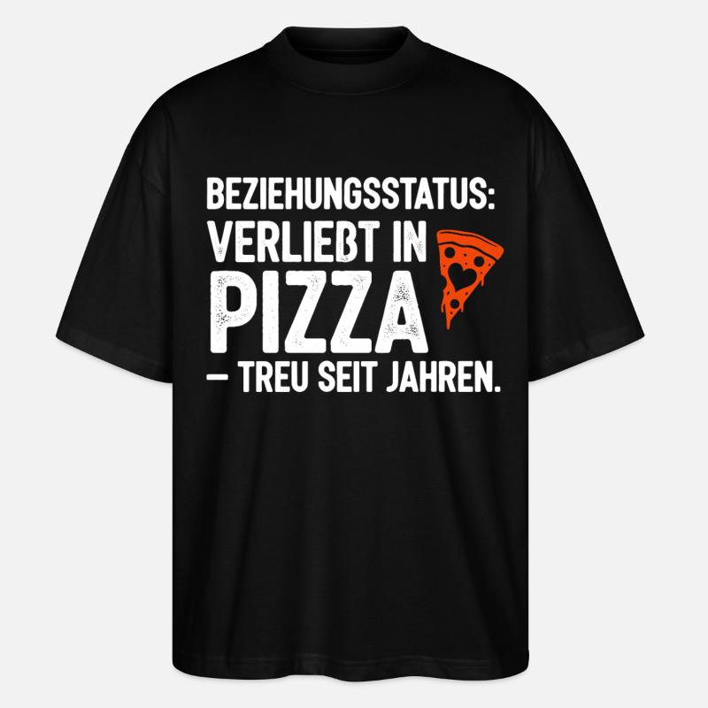 Beziehungsstatus Verliebt in Pizza - Stanley/Stella Oversized Unisex Bio T-Shirt Blaster 2.0 - Schwarz