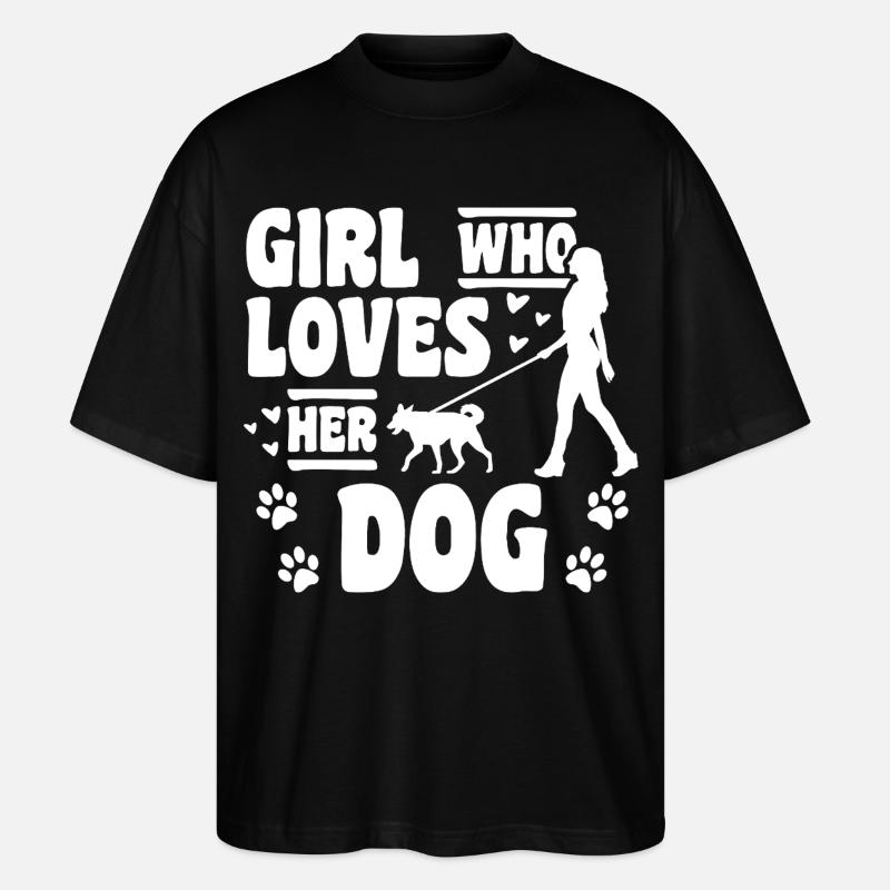 Mädchen das Hunde liebt - Stanley/Stella Oversized Unisex Bio T-Shirt Blaster 2.0 - Schwarz