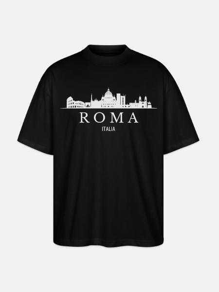 Rome skyline, I love Rome - Stanley/Stella Oversized Unisex Organic T-shirt Blaster 2.0 - black
