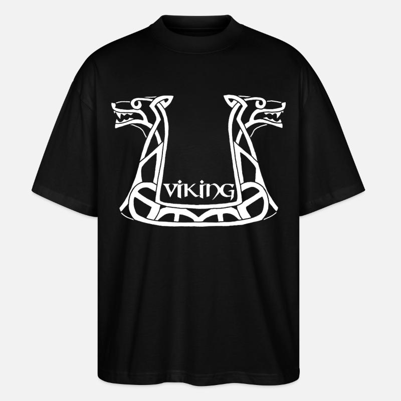 Weißer Wikinger-Drache - Stanley/Stella Oversized Unisex Bio T-Shirt Blaster 2.0 - Schwarz