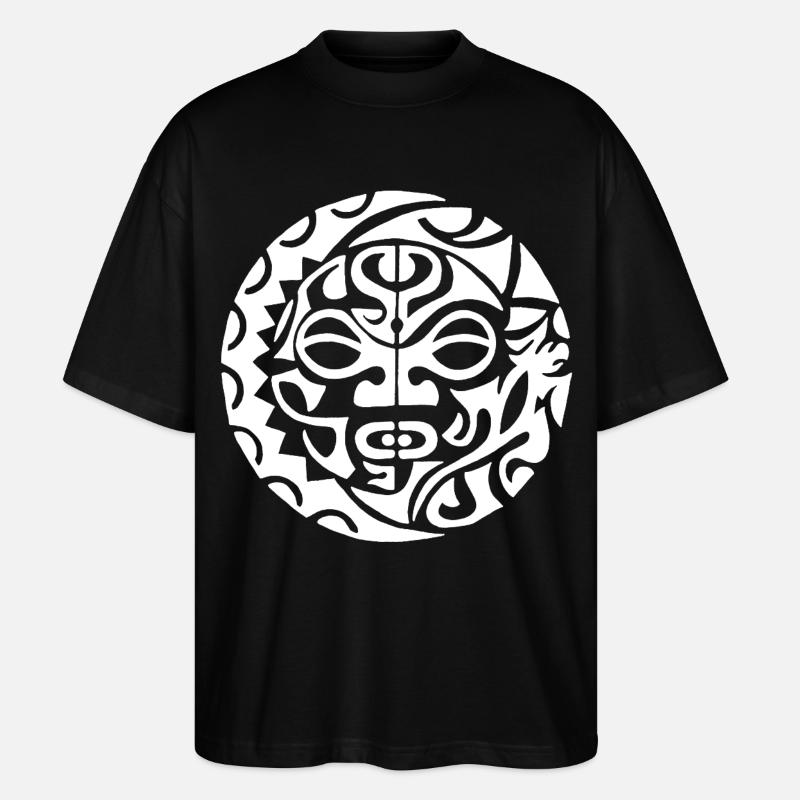Polynesischer Schädel (weiß) - Stanley/Stella Oversized Unisex Bio T-Shirt Blaster 2.0 - Schwarz