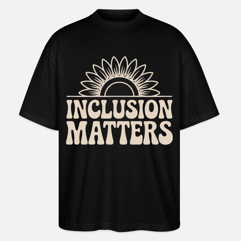 Inklusion Zählt Sonnendesign Mit Blume - Stanley/Stella Oversized Unisex Bio T-Shirt Blaster 2.0 - Schwarz