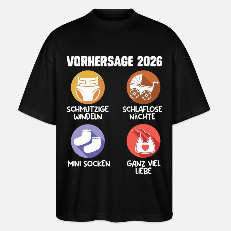 Bientôt maman PRÉDICTION 2026 Drôle - T-shirt bio Blaster 2.0 coupe oversize Stanley/Stella Unisexe - noir