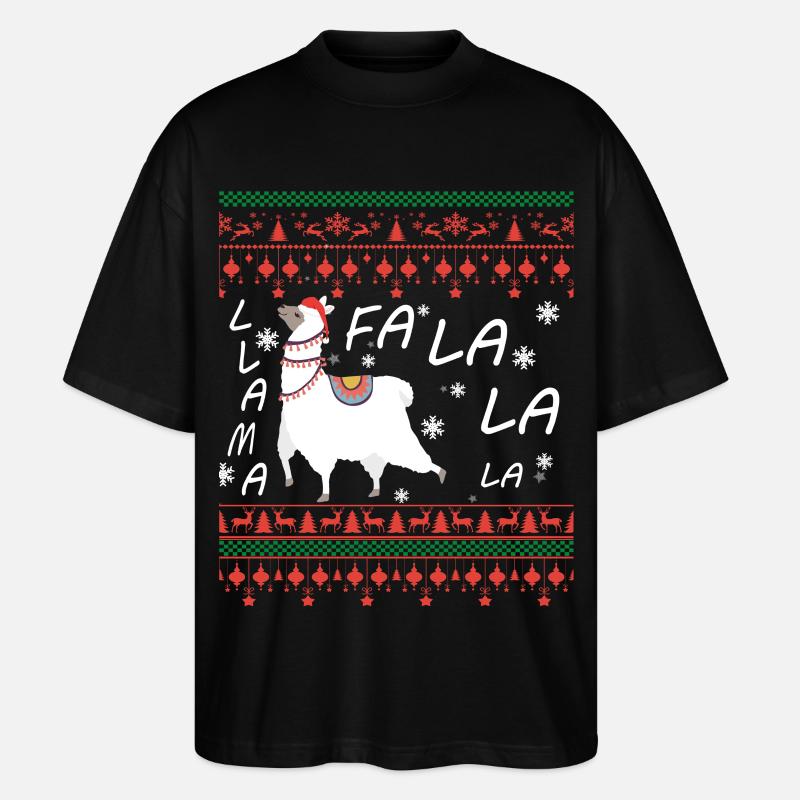 Pull de Noël moche Llama - T-shirt bio Blaster 2.0 coupe oversize Stanley/Stella Unisexe - noir