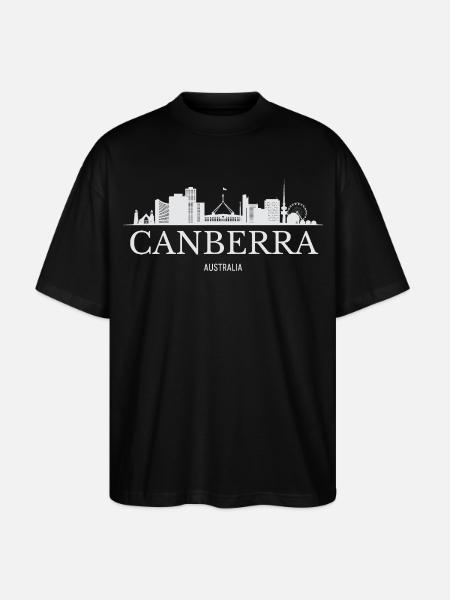 Canberra Skyline, Canberra Australia - Stanley/Stella Oversized Unisex Organic T-shirt Blaster 2.0 - black