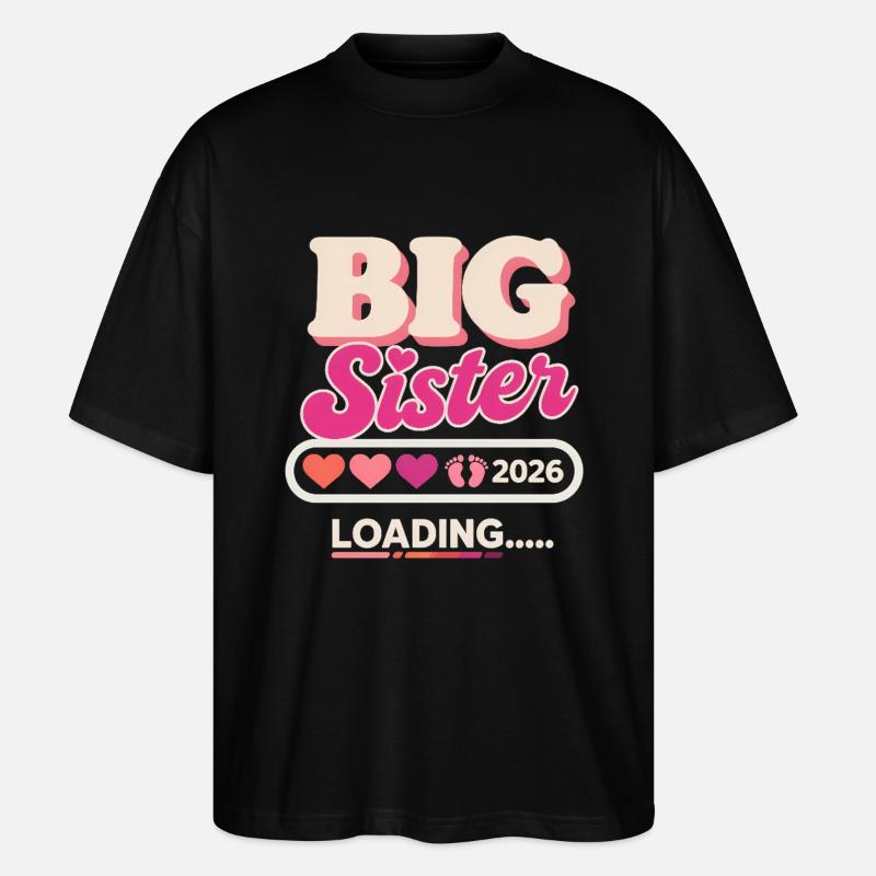 Große Schwester Loading 2026 - Stanley/Stella Oversized Unisex Bio T-Shirt Blaster 2.0 - Schwarz