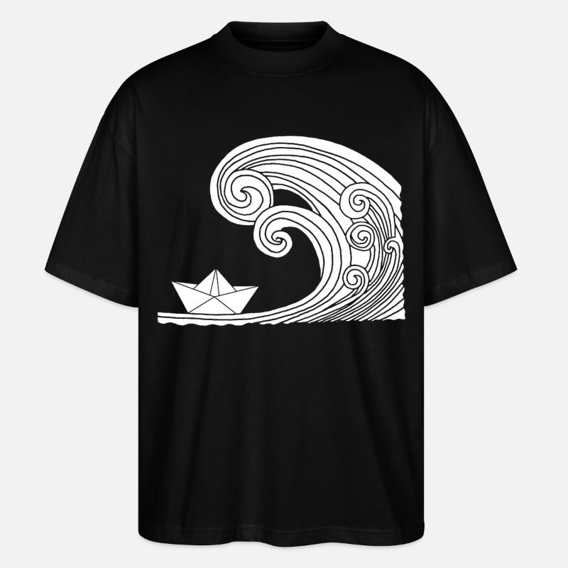 Paperivene ja valkoinen valtameri - Stanley/Stella Blaster 2.0 Unisex Oversized Luomu T-paita - musta