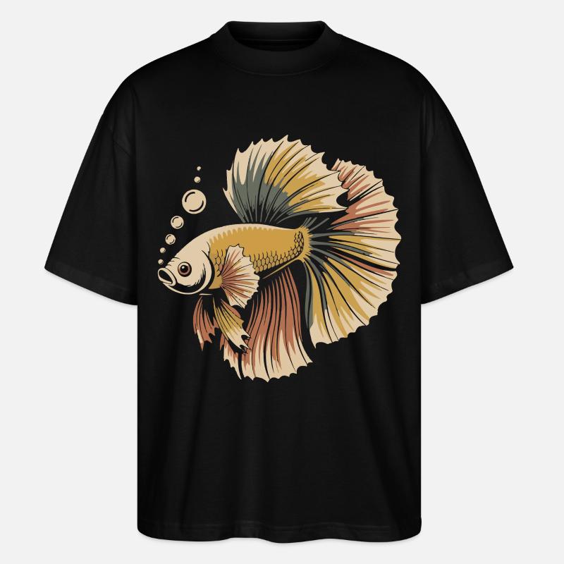 Betta Couleur Explosion Poisson - T-shirt bio Blaster 2.0 coupe oversize Stanley/Stella Unisexe - noir