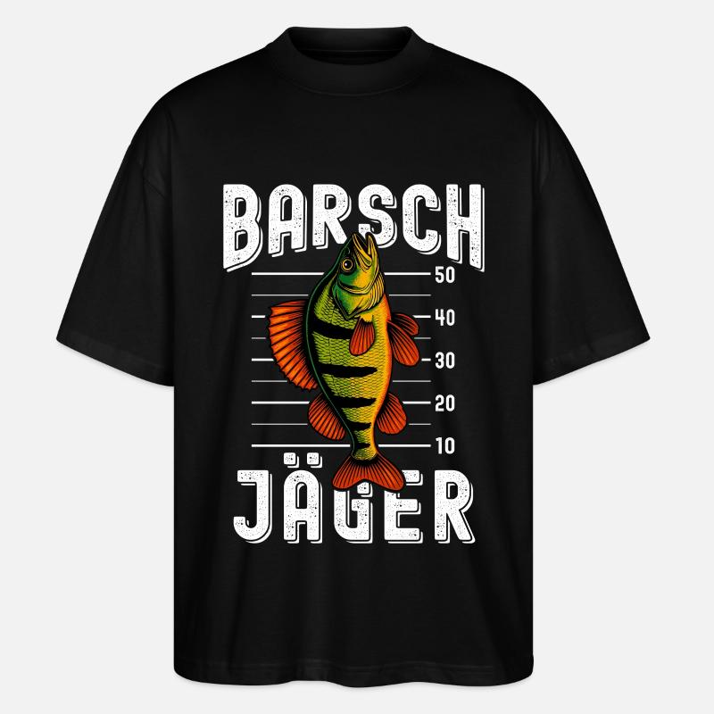 Barsch Jäger Barschangler Barsch Flussbarsch Angel - Stanley/Stella Oversized Unisex Bio T-Shirt Blaster 2.0 - Schwarz