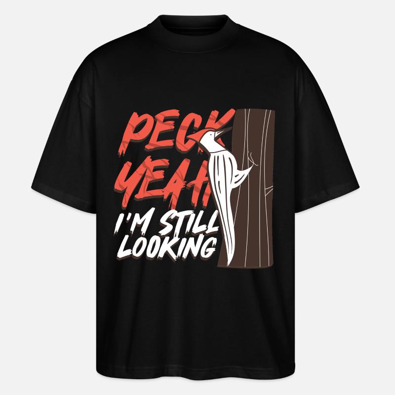 Elfenbein Specht Vogelbeobachter Peck Yeah - Stanley/Stella Oversized Unisex Bio T-Shirt Blaster 2.0 - Schwarz