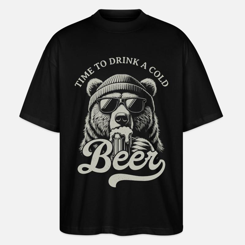 Bierzeit Bär mit Sonnenbrille - Stanley/Stella Oversized Unisex Bio T-Shirt Blaster 2.0 - Schwarz