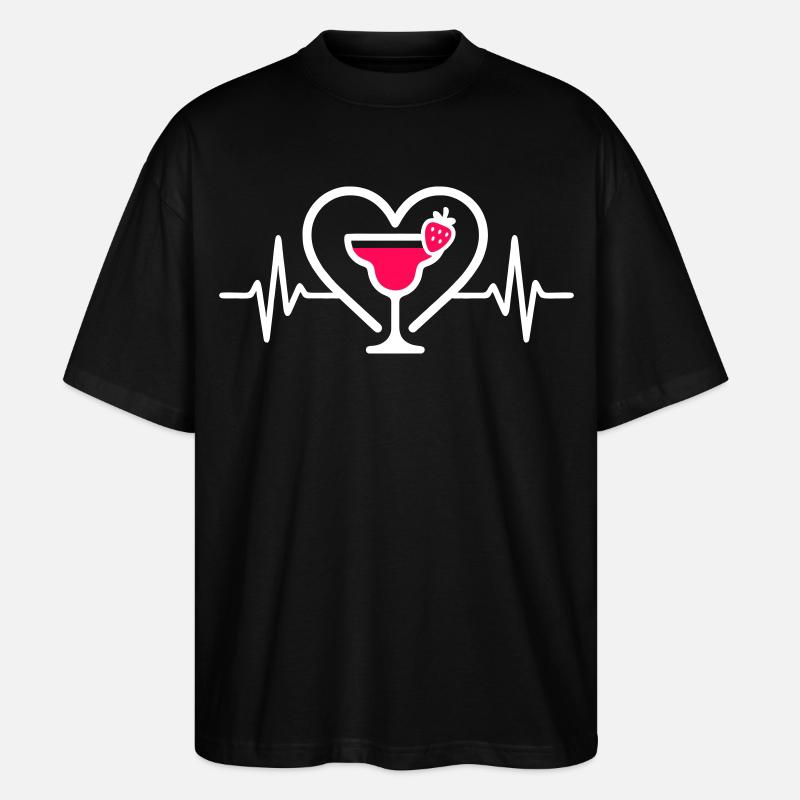 Daiquiri Herz-Erdbeer-Cocktail - Stanley/Stella Oversized Unisex Bio T-Shirt Blaster 2.0 - Schwarz