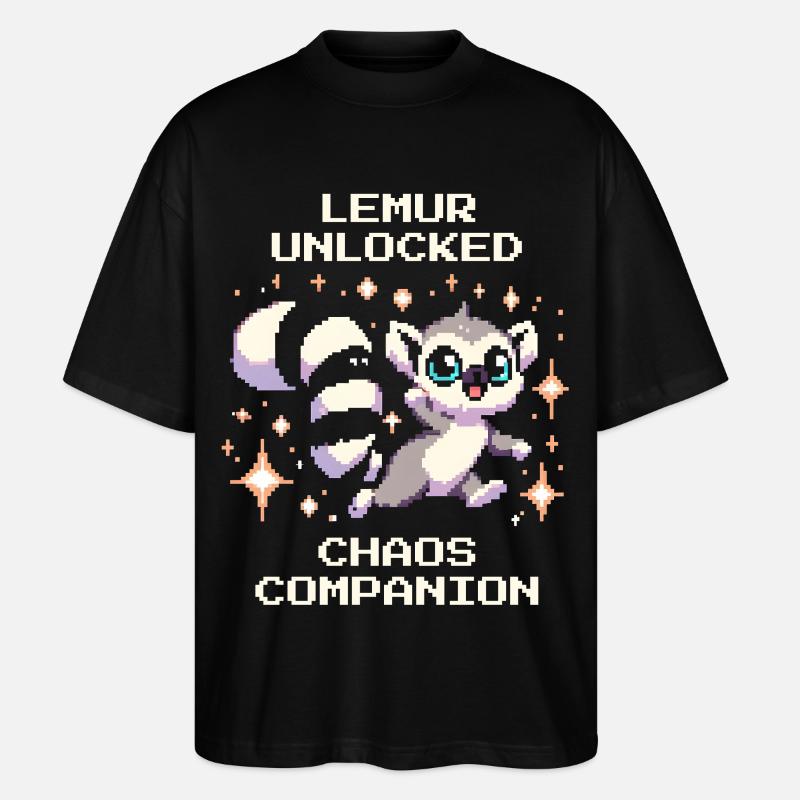 Lémurien débloqué | Compagnon du Chaos, RPG - T-shirt bio Blaster 2.0 coupe oversize Stanley/Stella Unisexe - noir