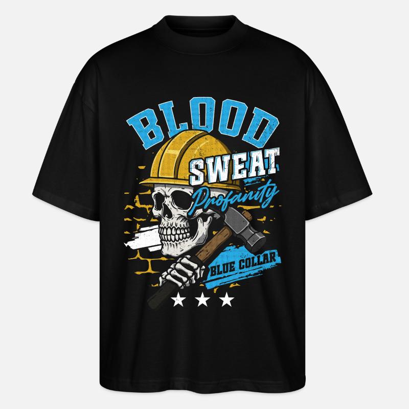 Blue Collar Worker Craft Construction Worker - Stanley/Stella Oversized Unisex Organic T-shirt Blaster 2.0 - black