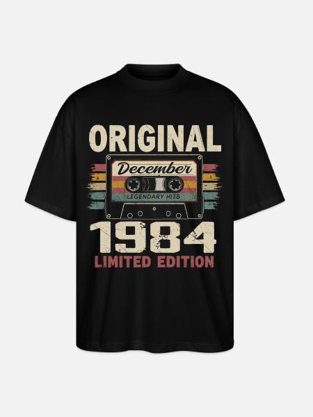 December 1984 Birthday Gift - Stanley/Stella Oversized Unisex Organic T-shirt Blaster 2.0 - black