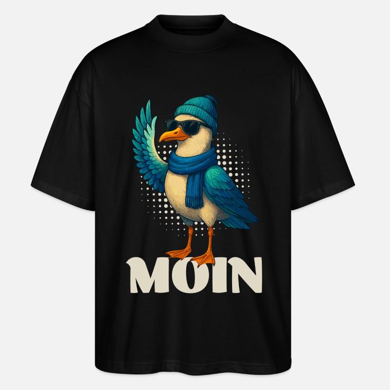 Coole Möwe - Moin - Stanley/Stella Oversized Unisex Bio T-Shirt Blaster 2.0 - Schwarz
