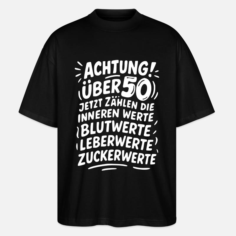 Achtung Über 50 Werte - Stanley/Stella Oversized Unisex Bio T-Shirt Blaster 2.0 - Schwarz