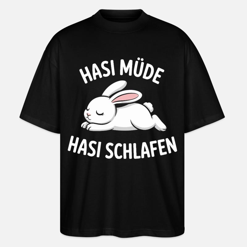 Lapin fatigué Lapin dormant - T-shirt bio Blaster 2.0 coupe oversize Stanley/Stella Unisexe - noir