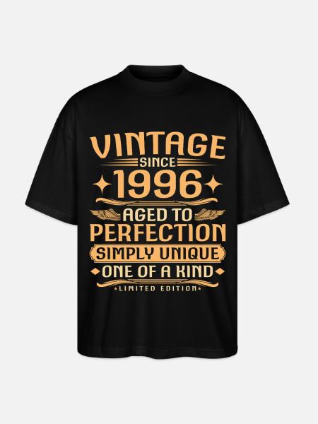 Vintage 1996 Vintage Born - 30 jaar oud - Stanley/Stella Uniseks oversized bio T-shirt Blaster 2.0 - zwart
