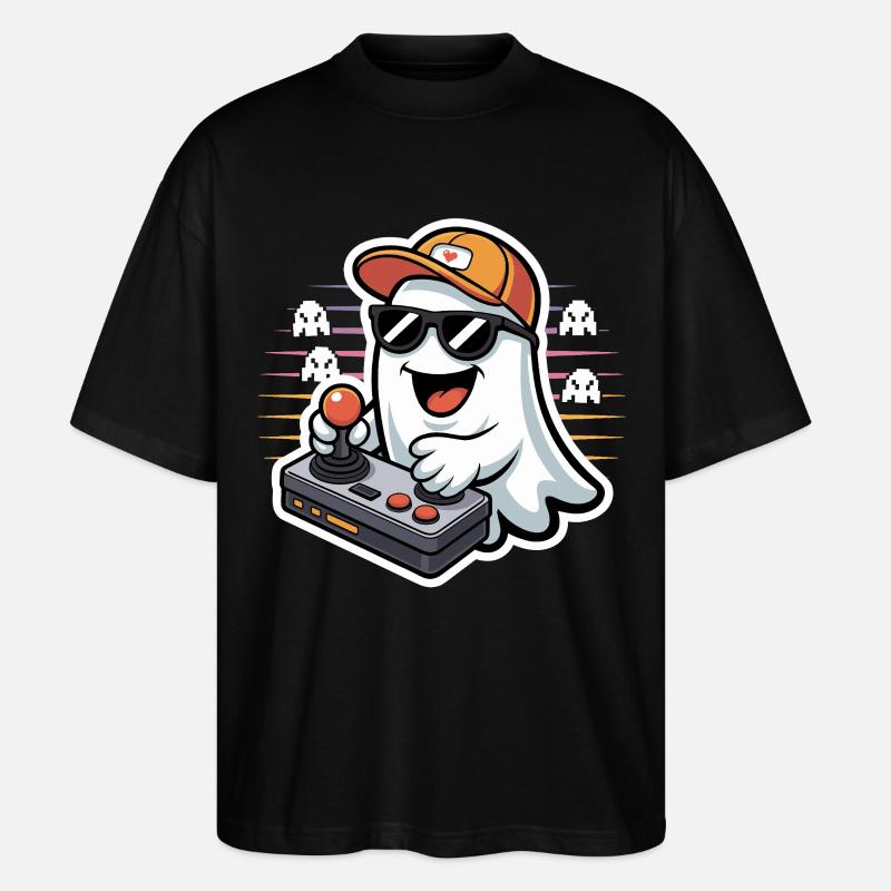 Retro Gamer Halloween Geist - Stanley/Stella Oversized Unisex Bio T-Shirt Blaster 2.0 - Schwarz