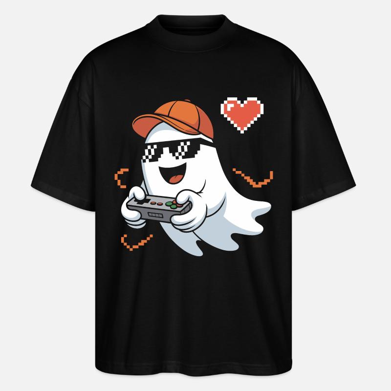 Retro Gamer Halloween Geist - Stanley/Stella Oversized Unisex Bio T-Shirt Blaster 2.0 - Schwarz