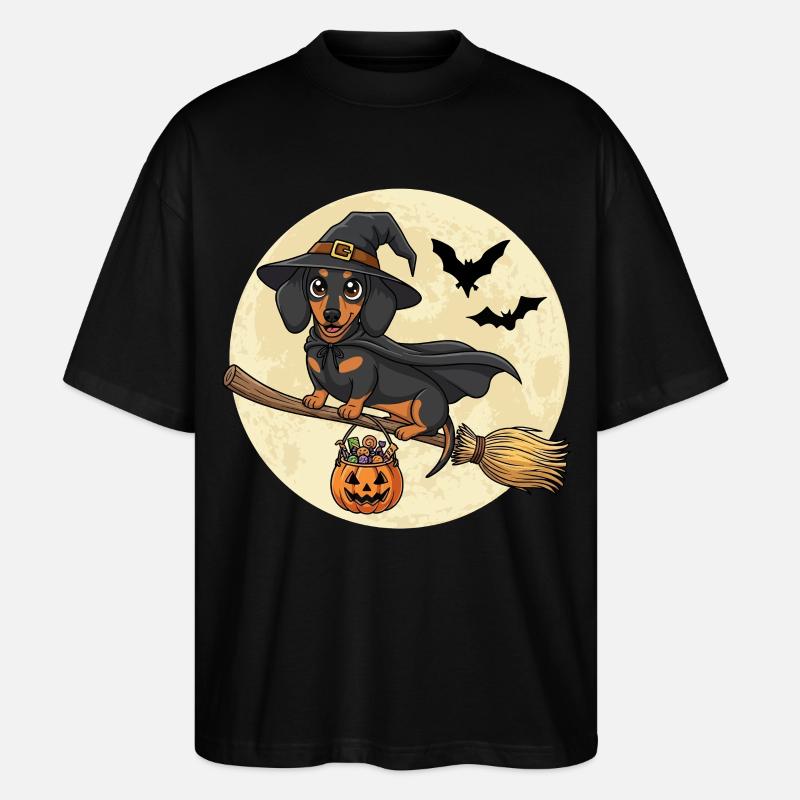Teckel mignon sorcière Halloween - T-shirt bio Blaster 2.0 coupe oversize Stanley/Stella Unisexe - noir