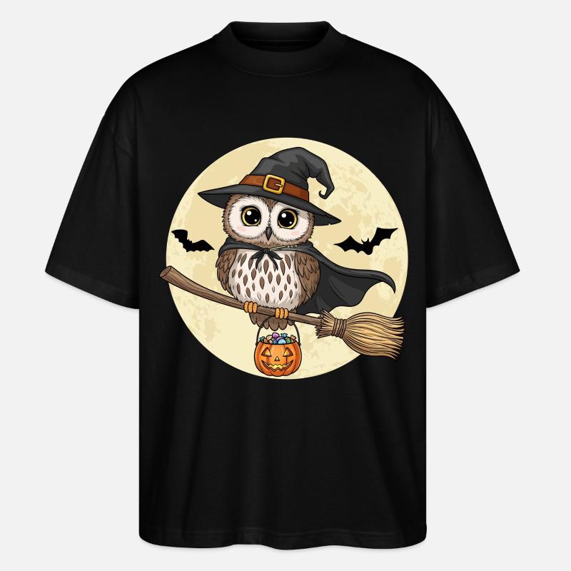 Süße Eule Hexe Halloween - Stanley/Stella Oversized Unisex Bio T-Shirt Blaster 2.0 - Schwarz