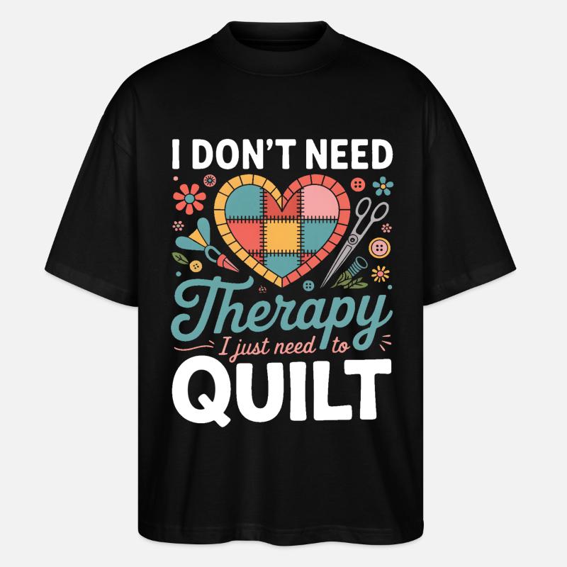 Patchwork Herz Therapie Quilt - Stanley/Stella Oversized Unisex Bio T-Shirt Blaster 2.0 - Schwarz