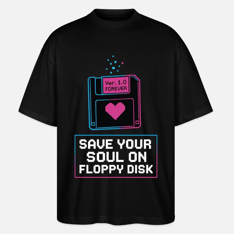 Speichere Deine Seele Auf Floppy Disk - Stanley/Stella Oversized Unisex Bio T-Shirt Blaster 2.0 - Schwarz