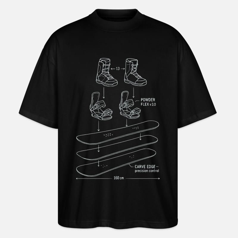 Snowboard Blueprint Technik Design - Stanley/Stella Oversized Unisex Bio T-Shirt Blaster 2.0 - Schwarz