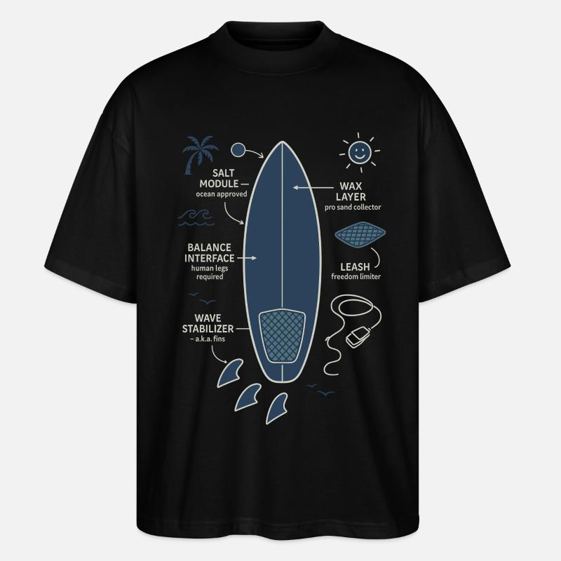 Plan de planche de surf - T-shirt bio Blaster 2.0 coupe oversize Stanley/Stella Unisexe - noir