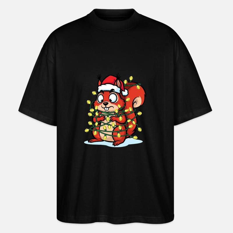 Eichhörnchen im Weihnachtslicht - Stanley/Stella Oversized Unisex Bio T-Shirt Blaster 2.0 - Schwarz