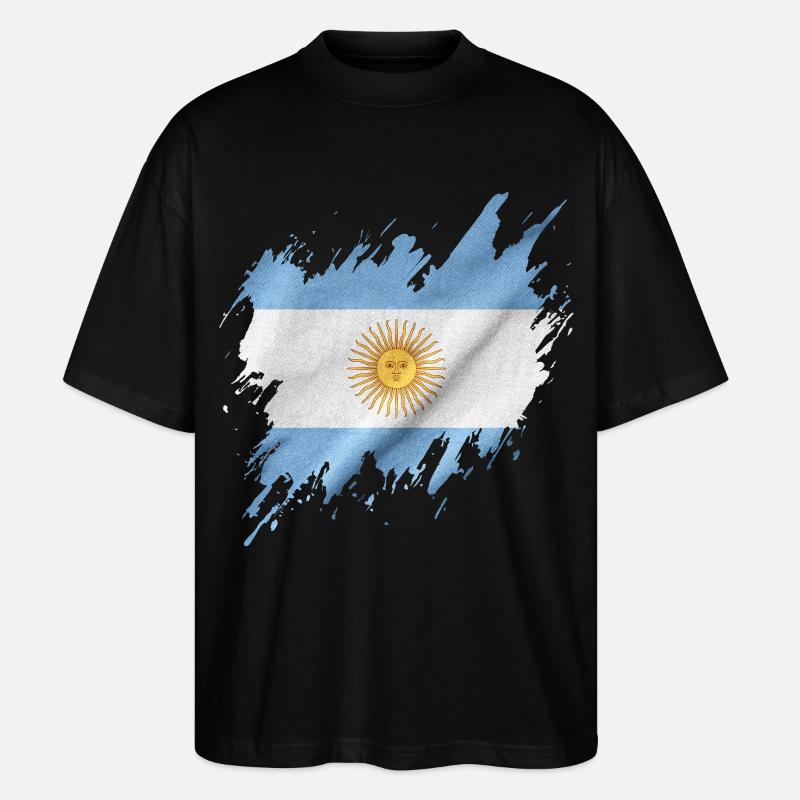 Drapeau de l’Argentine, style déchiré - T-shirt bio Blaster 2.0 coupe oversize Stanley/Stella Unisexe - noir