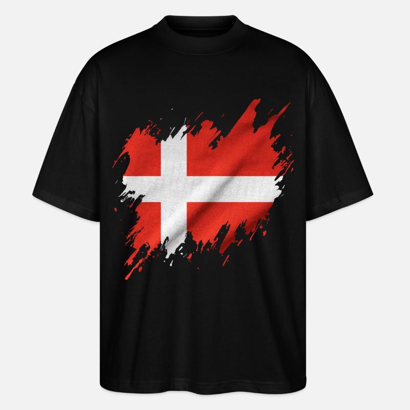 Drapeau du Danemark, style déchiré - T-shirt bio Blaster 2.0 coupe oversize Stanley/Stella Unisexe - noir