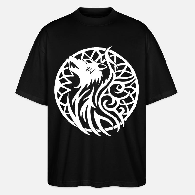 Weißer Wikingerwolf und Glücksbringer - Stanley/Stella Oversized Unisex Bio T-Shirt Blaster 2.0 - Schwarz
