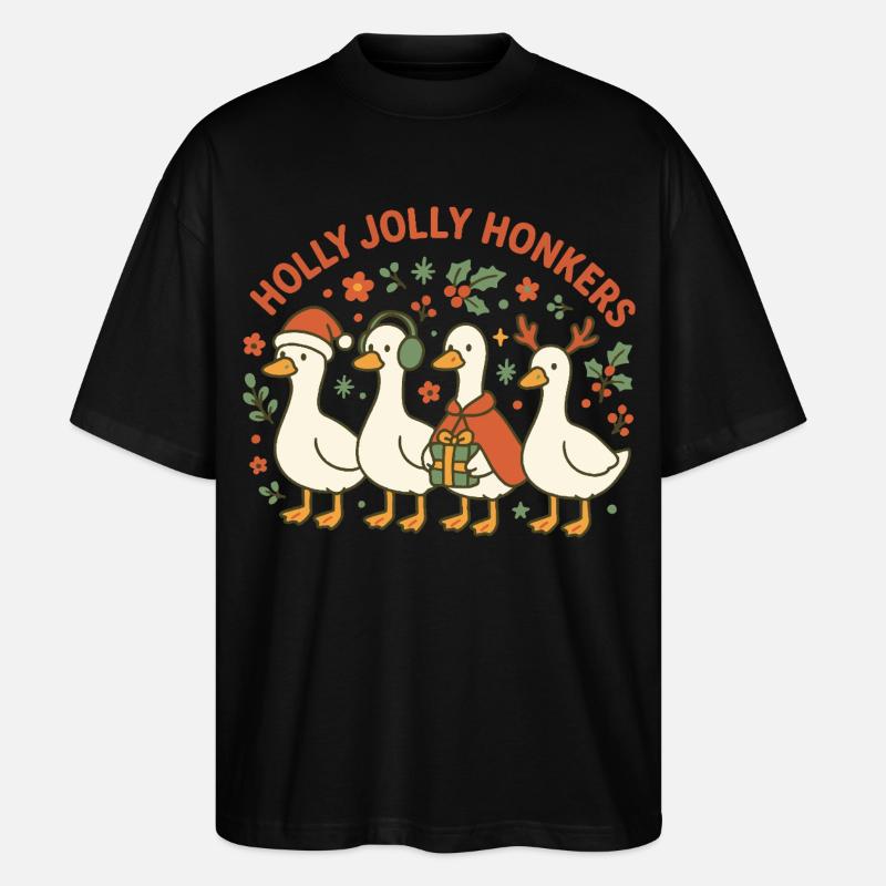 Weihnachtsgans Holly Jolly Honkers Fun Design - Stanley/Stella Oversized Unisex Bio T-Shirt Blaster 2.0 - Schwarz