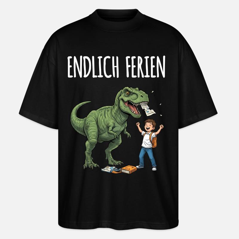 Endlich Ferien Dino Spaß - Stanley/Stella Oversized Unisex Bio T-Shirt Blaster 2.0 - Schwarz