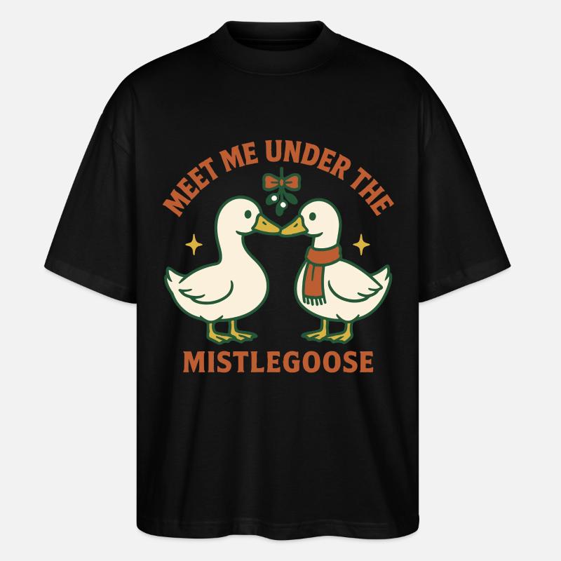 Weihnachtsgans Triff mich unter der Mistelgans - Stanley/Stella Oversized Unisex Bio T-Shirt Blaster 2.0 - Schwarz