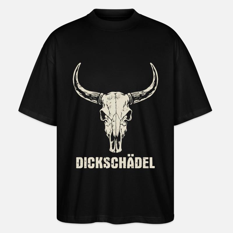 Stierkopf Schädel mit Hörnern - Dickschädel - Stanley/Stella Oversized Unisex Bio T-Shirt Blaster 2.0 - Schwarz