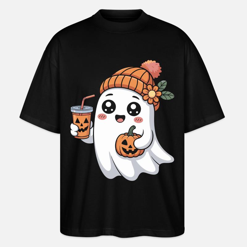 Geist Halloween Kürbis Latte Spaß - Stanley/Stella Oversized Unisex Bio T-Shirt Blaster 2.0 - Schwarz