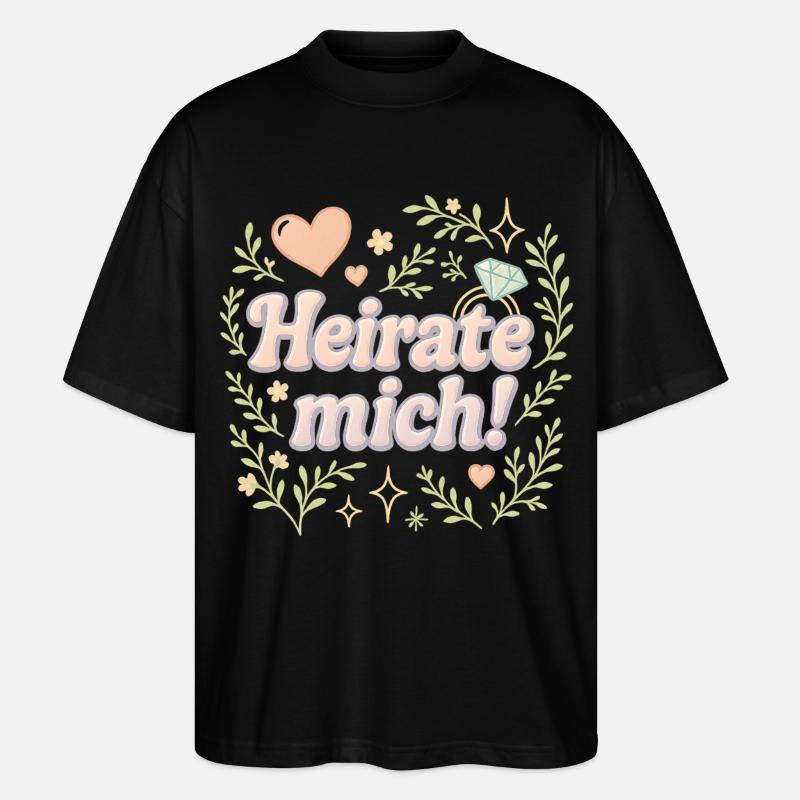 Marry Me / Design de déclaration - T-shirt bio Blaster 2.0 coupe oversize Stanley/Stella Unisexe - noir